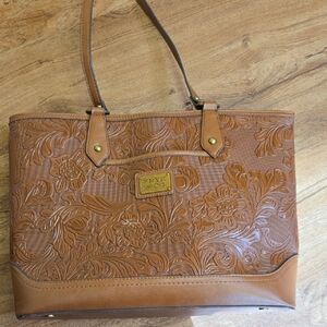 Frye Tan Embossed Leather Tote